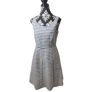 Vintage Jessica Howard Navy and White Striped Fit & Flare Dress Size 10